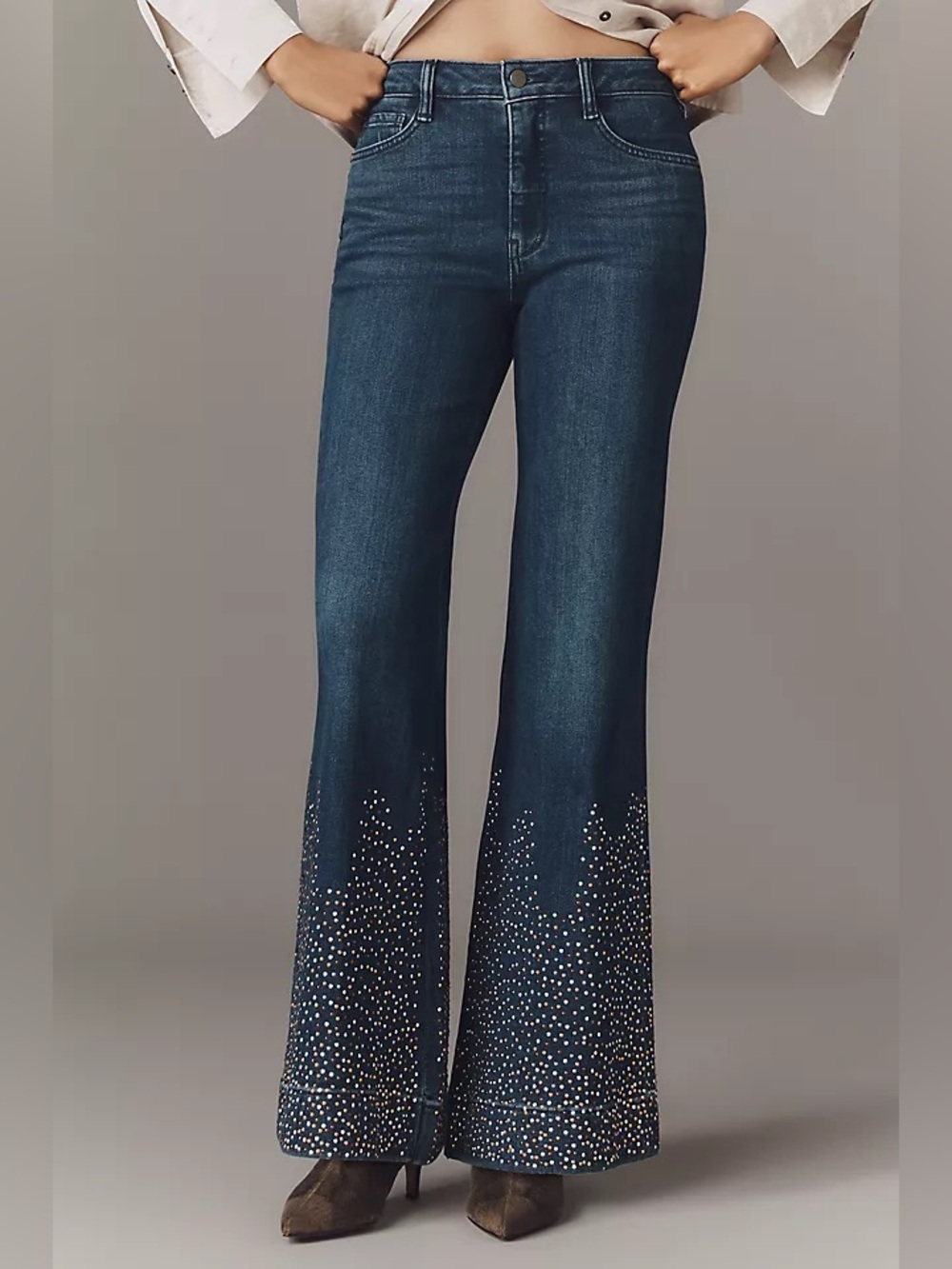 Anthropologie Pilcro Retro Studded Low-Rise Flare Jeans